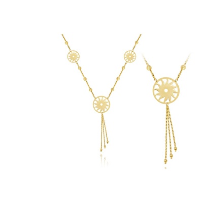 22 Ayar Sarı Altın Güneş Figürlü Kolye