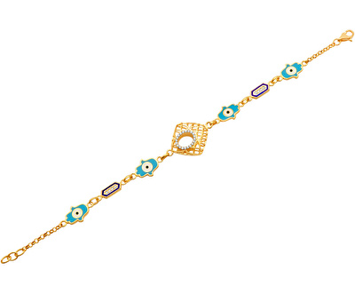 22 Ayar Sarı Altın Mavi Mineli Fatma Ana Eli Bileklik