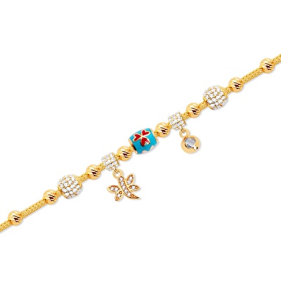 22 Ayar Sarı Altın Charm Bileklik