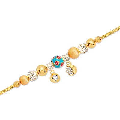 22 Ayar Sarı Altın Charm Bileklik