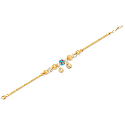 22 Ayar Sarı Altın Charm Bileklik