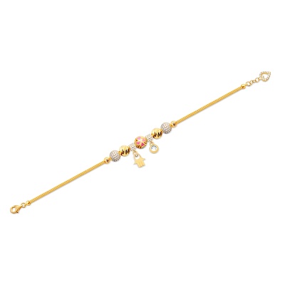 22 Ayar Sarı Altın Charm Bileklik