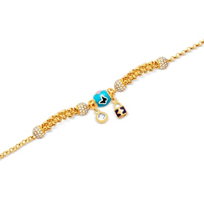 22 Ayar Sarı Altın Charm Bileklik