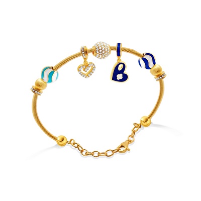 22 Ayar Sarı Altın Charm Bilezik