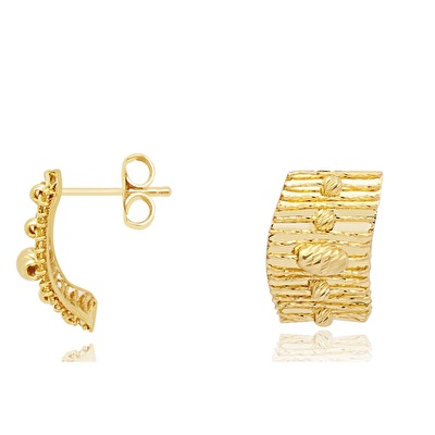 22 Ayar Sarı Altın Dorika Küpe