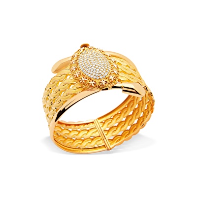 22 Ayar Sarı Altın Kelepçe Bilezik