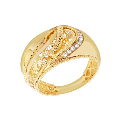 22 Ayar Sarı Altın Taşlı Yüzük