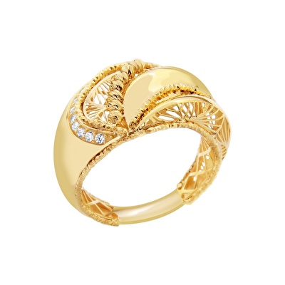 22 Ayar Sarı Altın Taşlı Yüzük