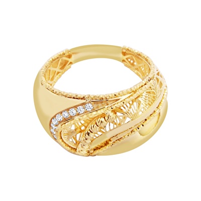 22 Ayar Sarı Altın Taşlı Yüzük