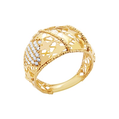 22 Ayar Sarı Altın Taşlı Yüzük