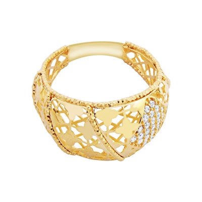 22 Ayar Sarı Altın Taşlı Yüzük