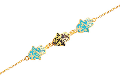 22 Ayar Sarı Altın Mavi Mineli Fatma Ana Eli Bileklik