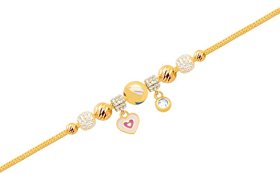 22 Ayar Sarı Altın Charm Bileklik