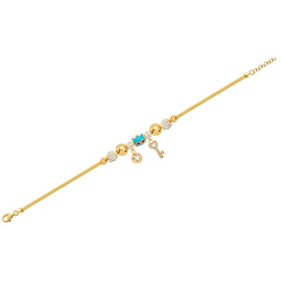 22 Ayar Sarı Altın Charm Bileklik