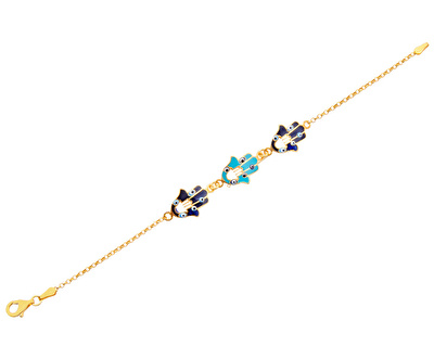 22 Ayar Sarı Altın Mavi Mineli Fatma Ana Eli Bileklik