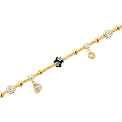 22 Ayar Sarı Altın Charm Bileklik