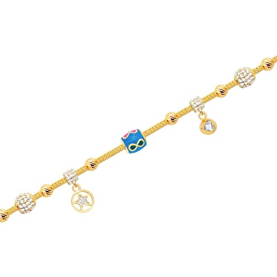 22 Ayar Sarı Altın Charm Bileklik