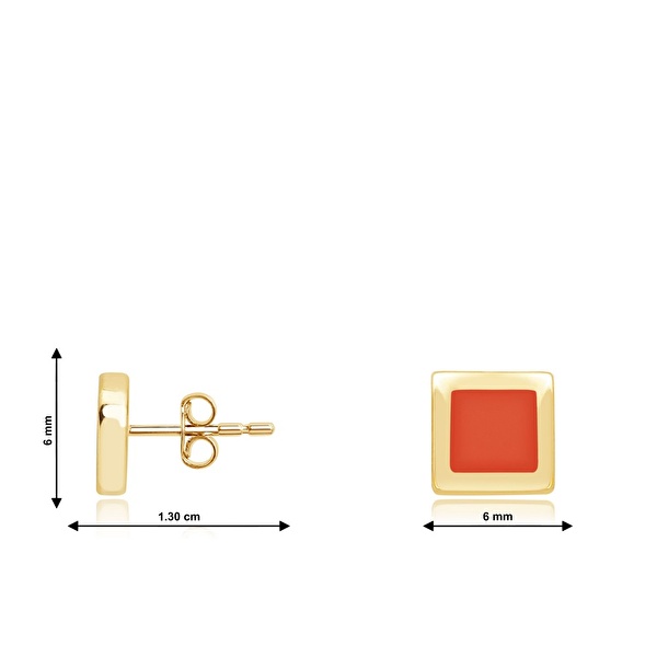 14 Ayar Sarı Altın Geometrik Figürlü Küpe