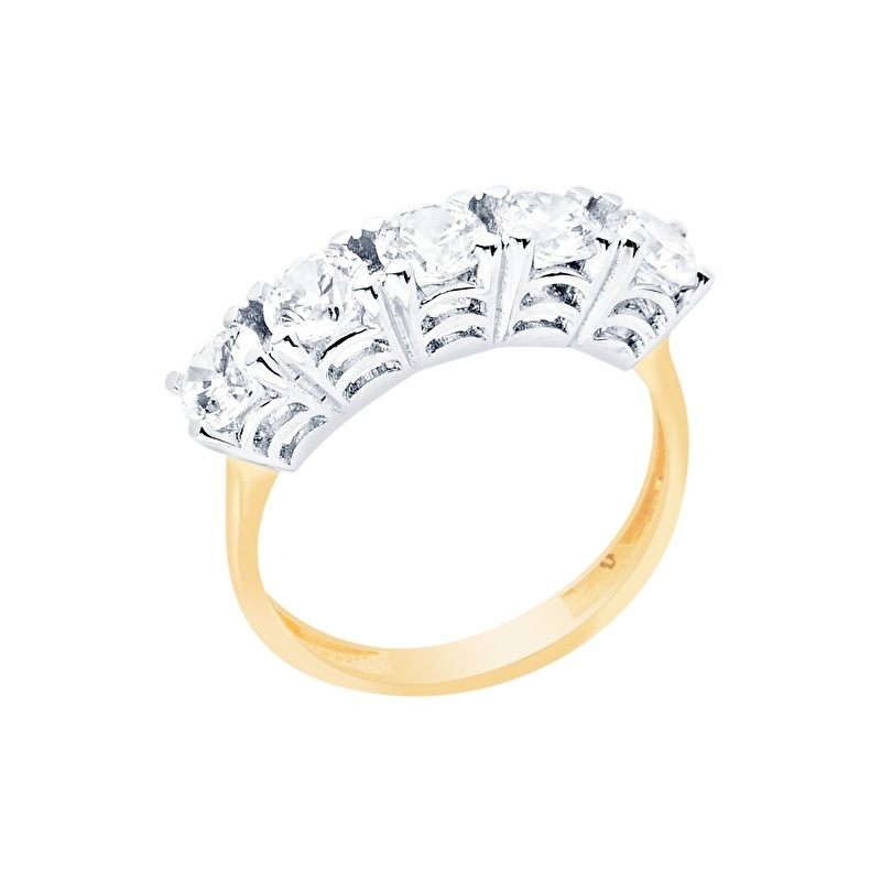 14 Ayar Sarı-Beyaz Altın Beştaş Yüzük