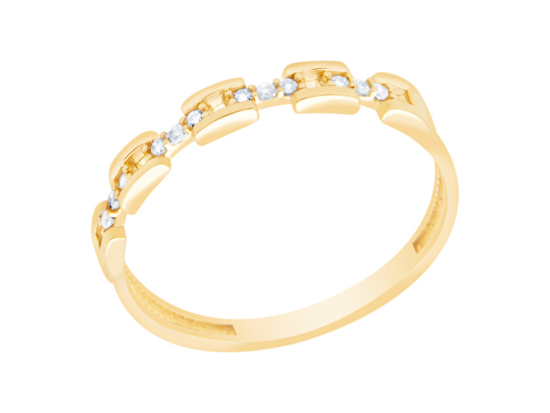 14 Ayar Sarı Altın Taşlı Yüzük