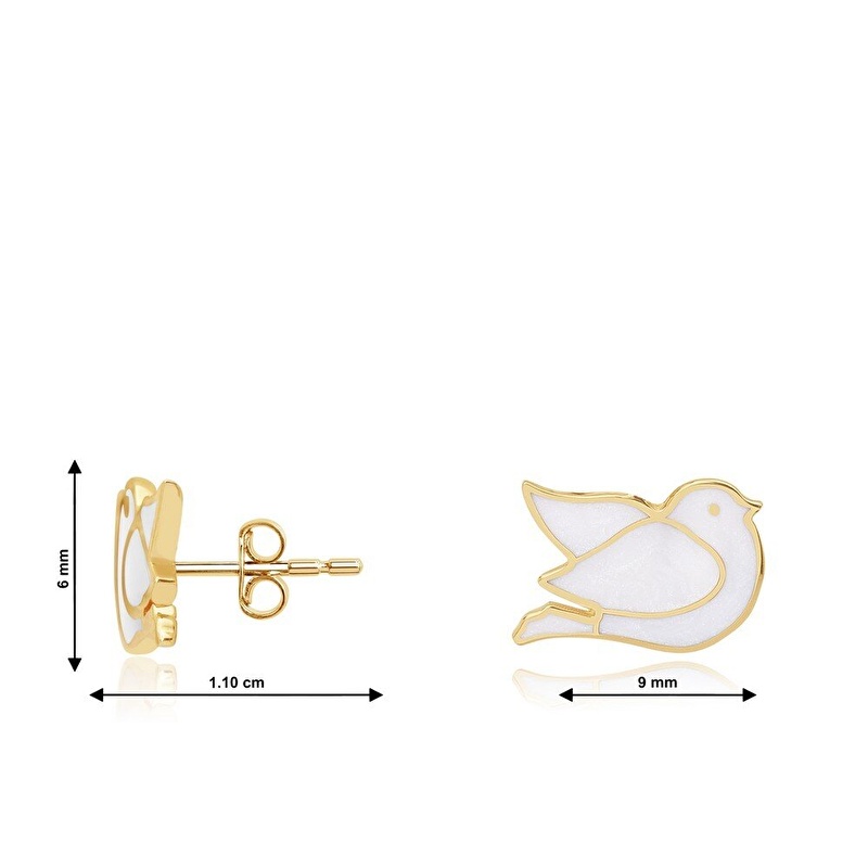 14 Ayar Sarı Altın Güvercin Küpe