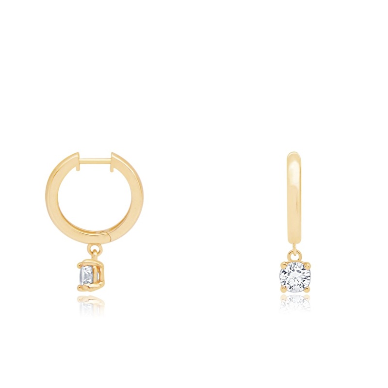 14 Ayar Sarı Altın Halka Küpe