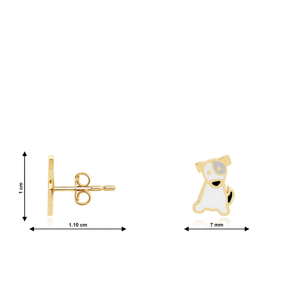 14 Ayar Sarı Altın Köpek Hayvan Figürlü Küpe